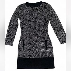 Calvin Klein— black and White Knit midi dress